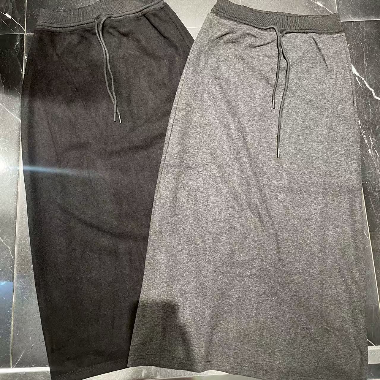 早秋新款超舒服面料休闲百搭抽绳半身裙显瘦气质时尚黑色839