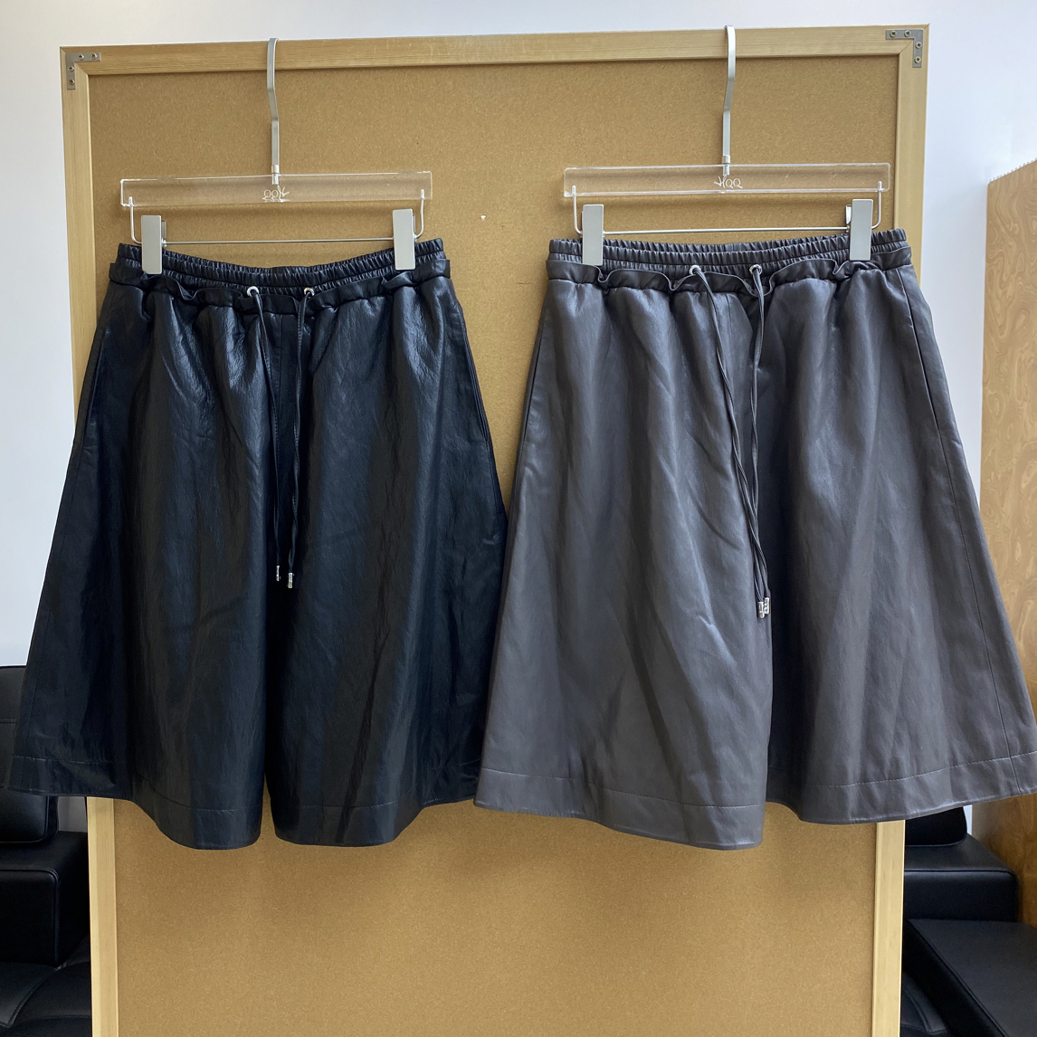 JR长裤｜『HQQ专属』双色时尚复古松紧腰抽身pu皮中裤510880