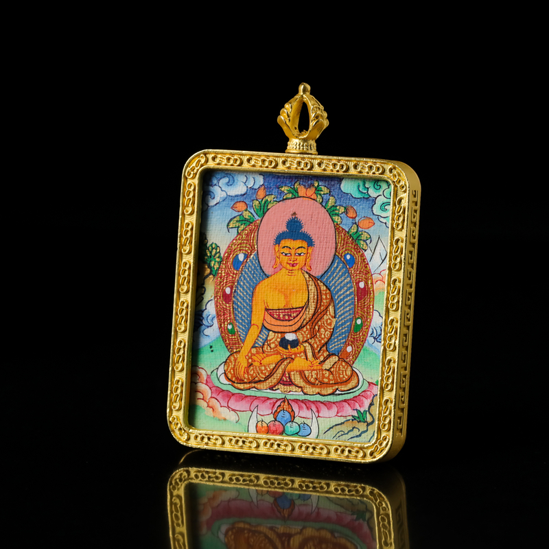 天然矿料尼泊尔画师纯手绘释迦摩尼唐卡约40.5*63*8mmMGTK2304-22