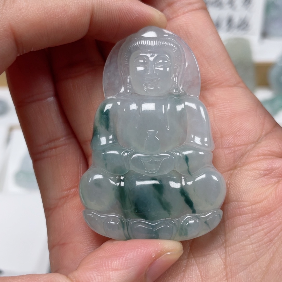 翡翠颈饰未镶嵌天然翡翠A货观音111号