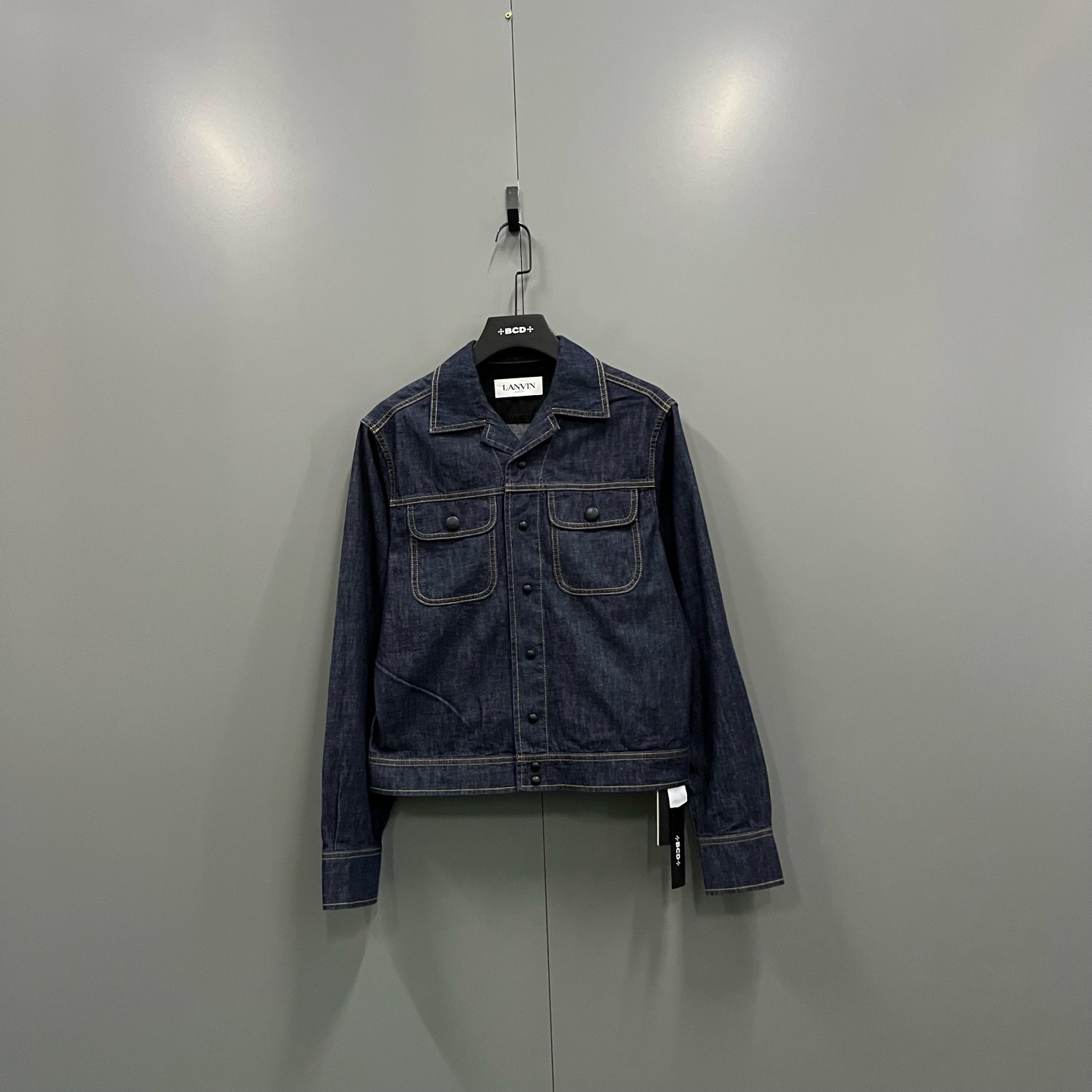 95新 LANVIN jp905 017278 深蓝色牛仔外套 37码