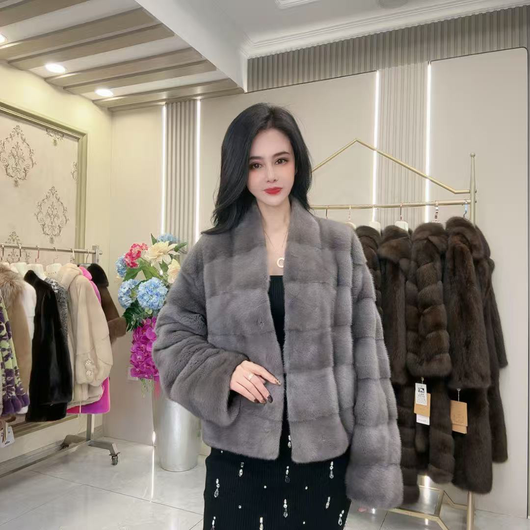 610水貂冬季新款女士高端时尚皮草外套YM-衣长55cm