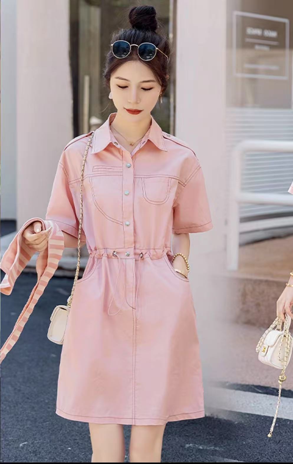 【YZ•衣系列】NN324-时尚女装设计感新款连衣裙法式收腰气质显瘦