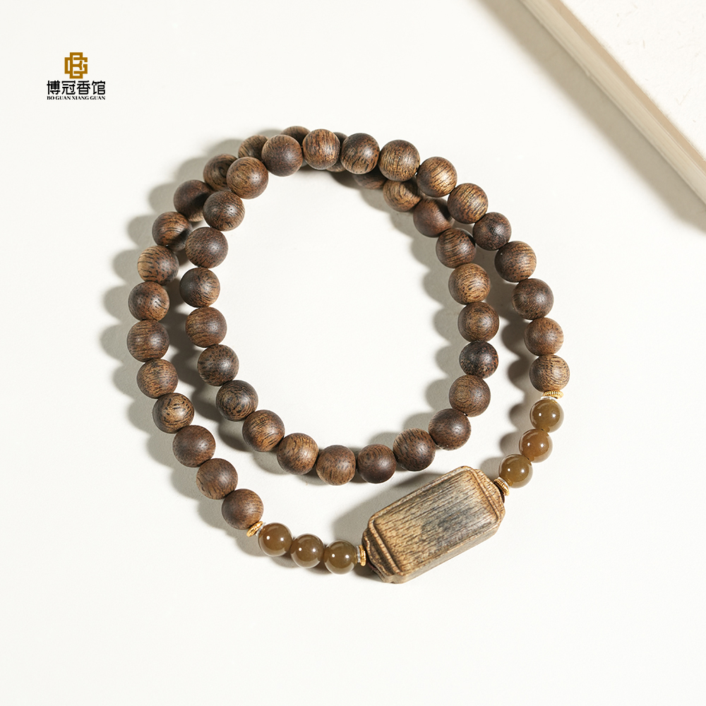 沉香文莱沉水沉香手牌7MM多圈手串