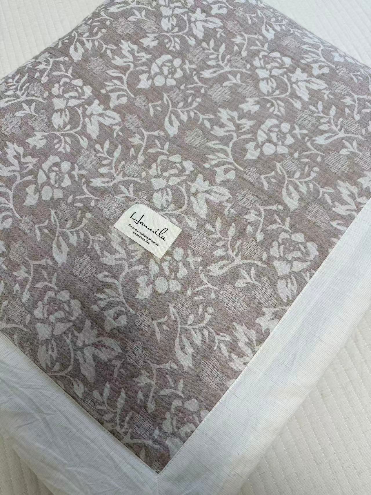 【知晓】雨露2025柔软棉麻夏凉被条纹空调被亚麻色织提花床品印花