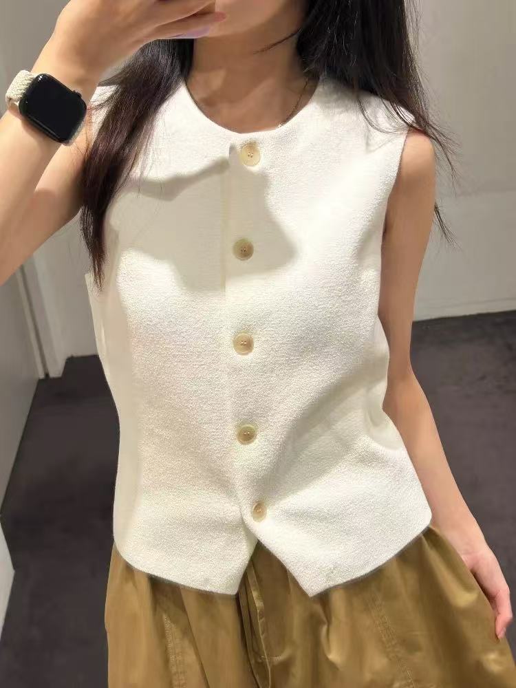 SS25524   CO订单夏季特殊纱线毛巾棉针织背心马甲