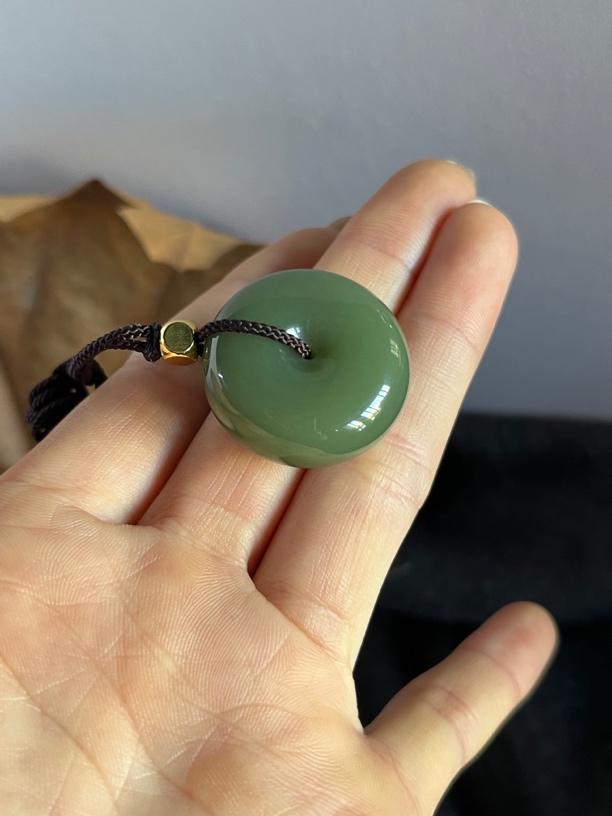 析木绿面包扣平安扣