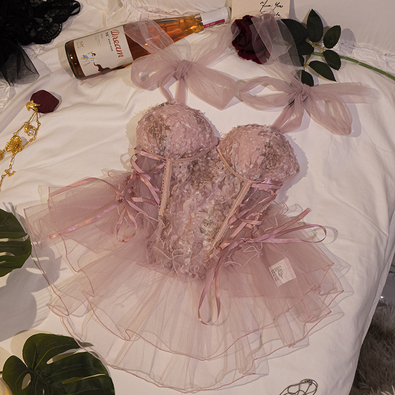 语萱娜【90-210斤】大码女士吊带胖绑带性感蕾丝1件孕妇可穿GRSQ006