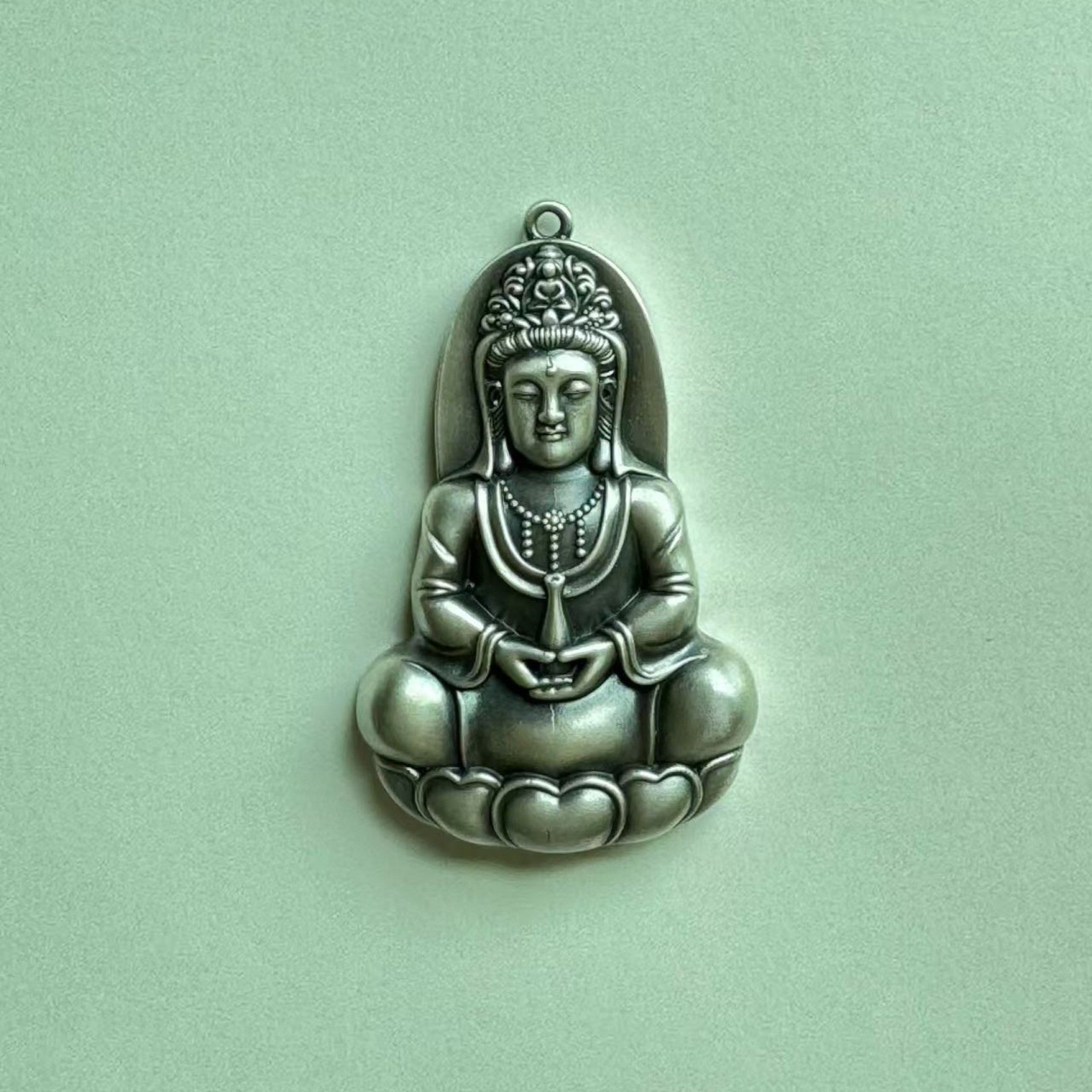 吊坠足银 纯银观音吊坠999足银