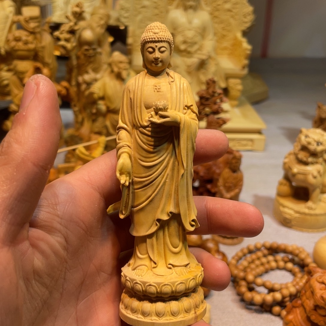 黄杨木黄杨木阿弥陀佛瑕疵