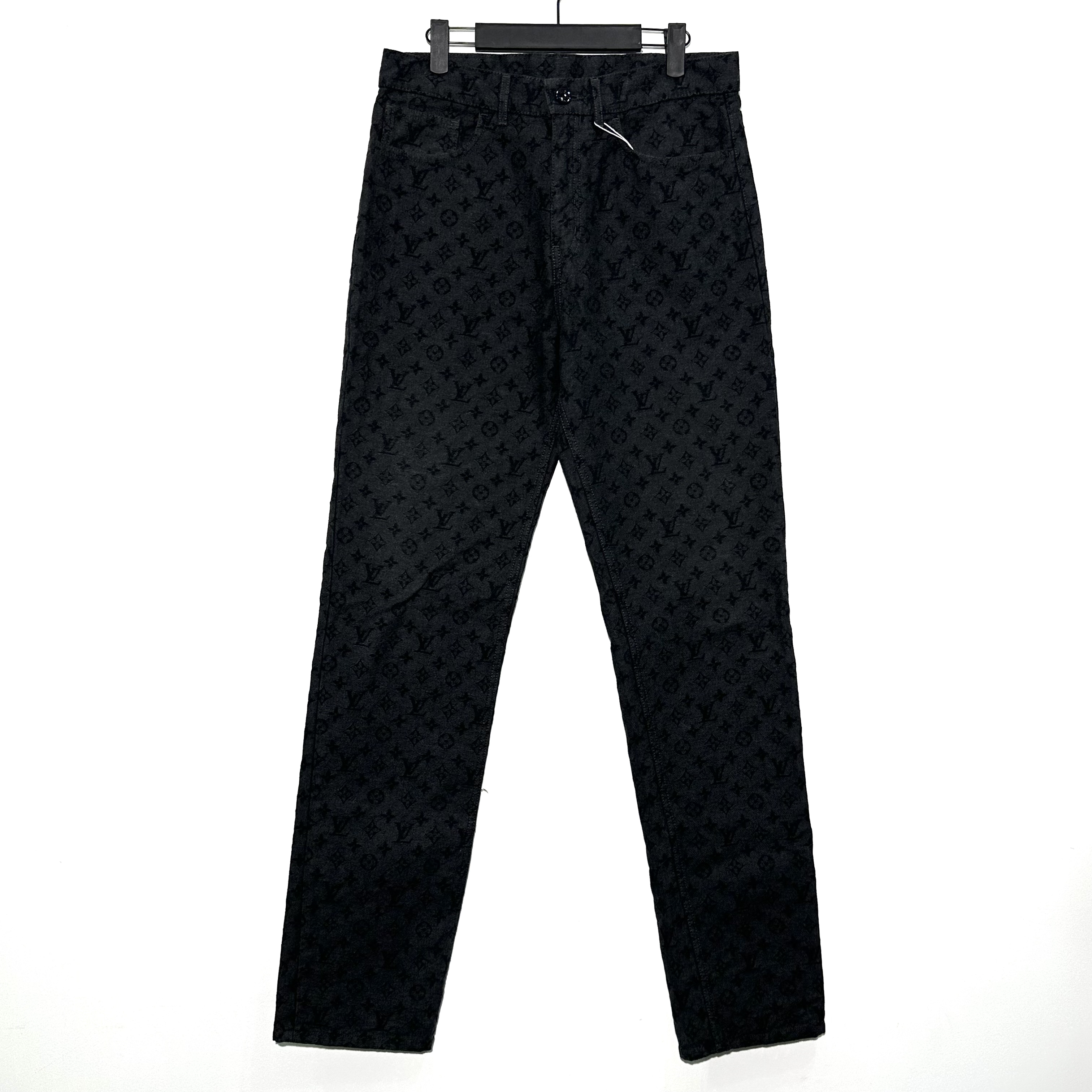 99新 LouisVuitton/路易威登 30码 满印logo黑色牛仔裤 0740