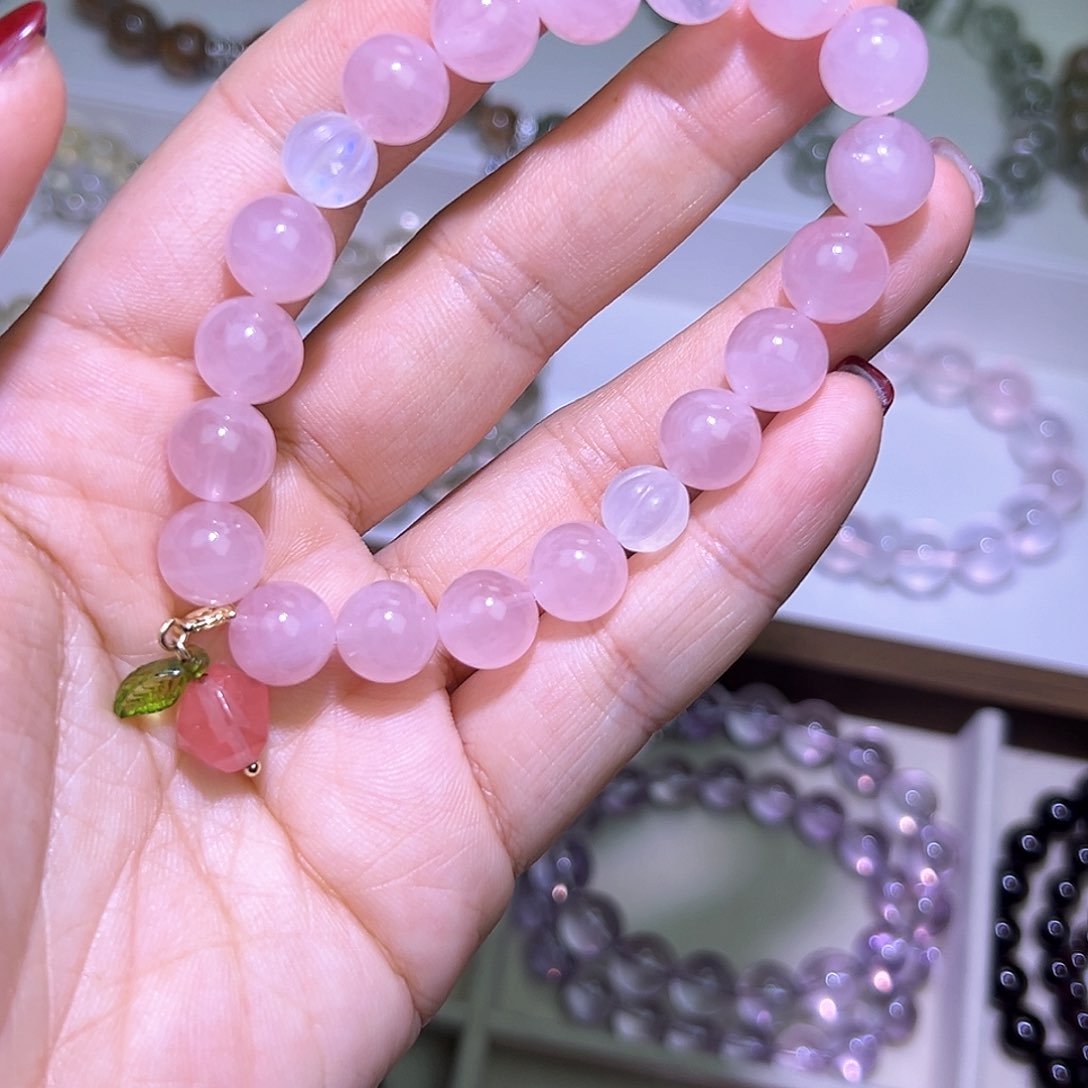 水晶手链合金粉水+蓝月