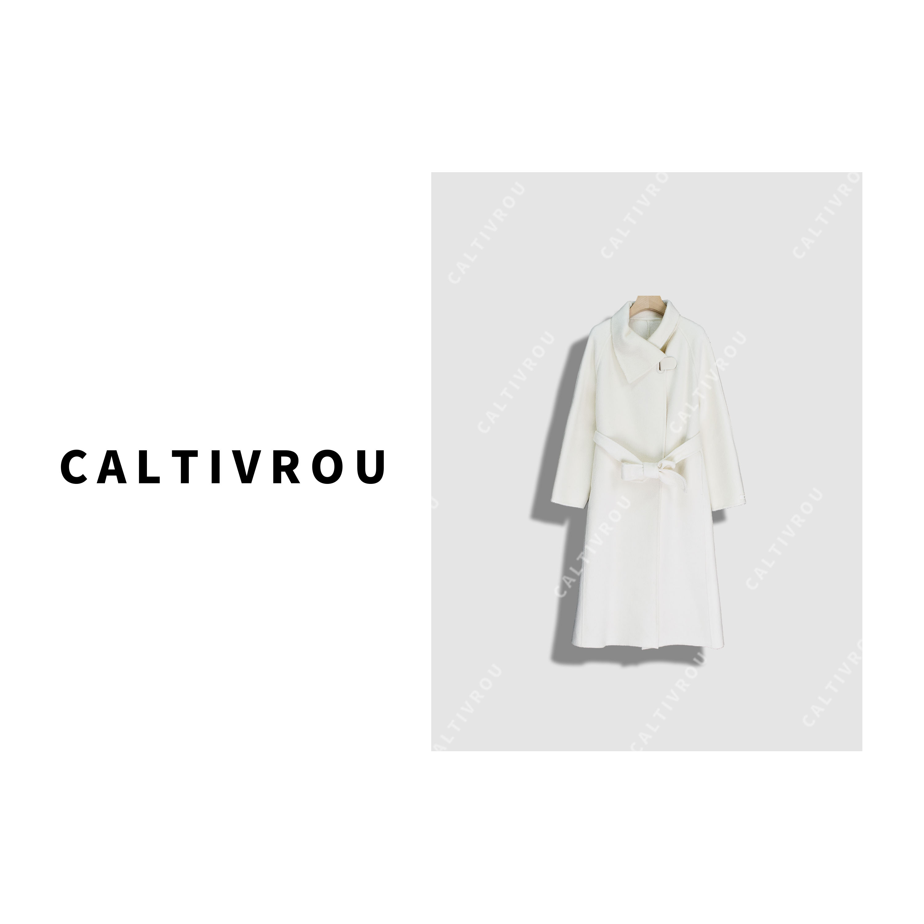 【可可】时尚高级感翻领设计感双面呢大衣-Y19919Y