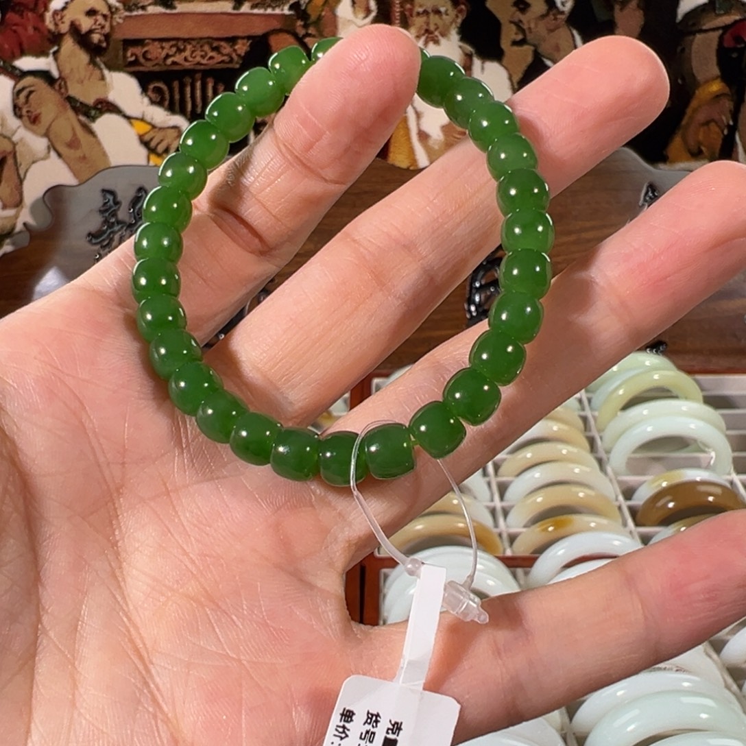 和田玉（糖玉）未镶嵌手链和田玉碧玉女士手串