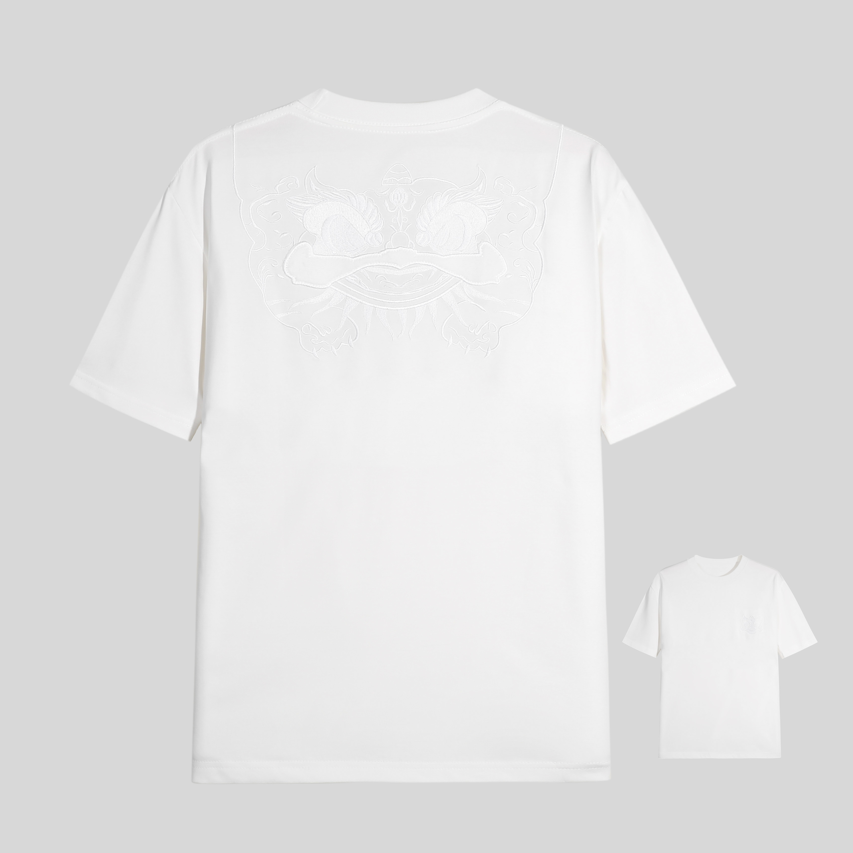 213中国风醒狮刺绣短袖t恤男士2025夏季新款休闲青年半袖体恤