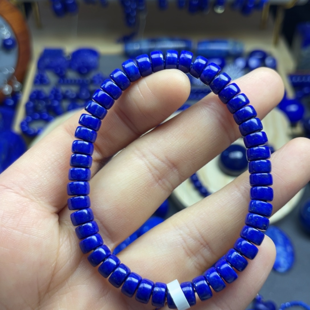 青金石未镶嵌药片手串6+