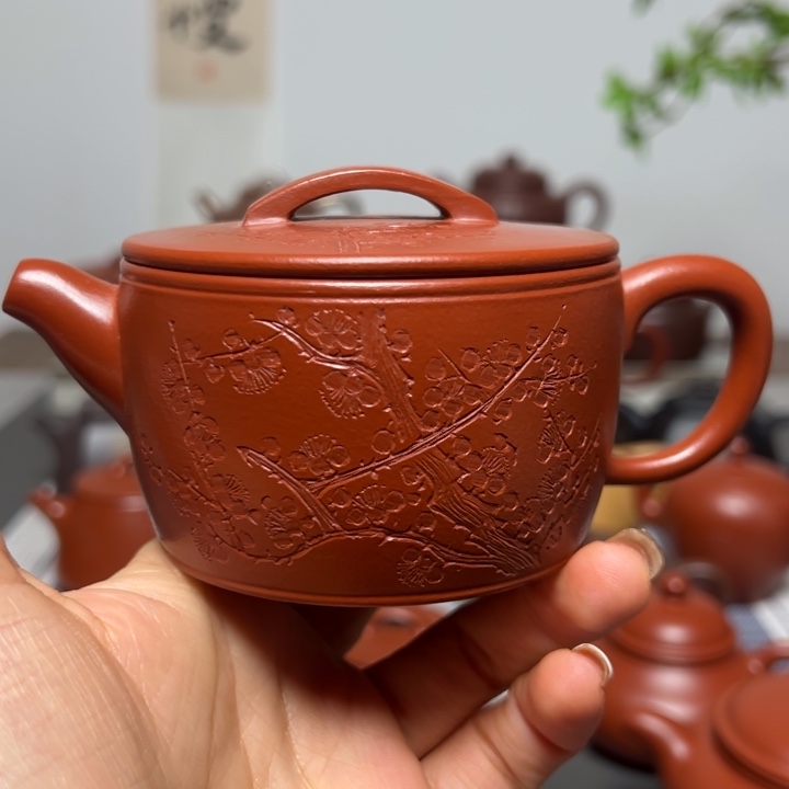 紫砂茶壶云**雨全手工汉瓦朱泥