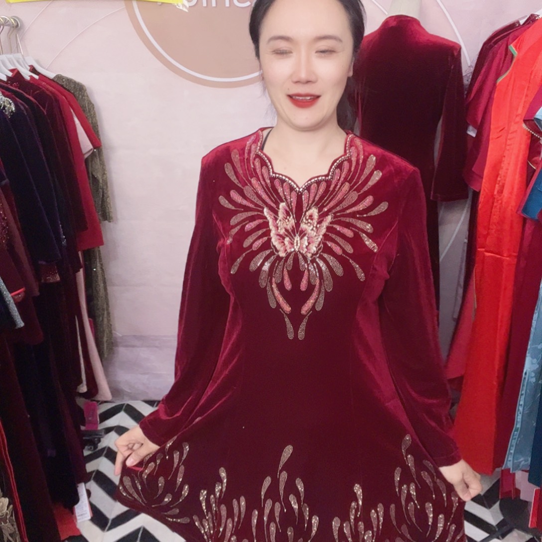 用***；套头5xl码旗袍裙修身显瘦气质