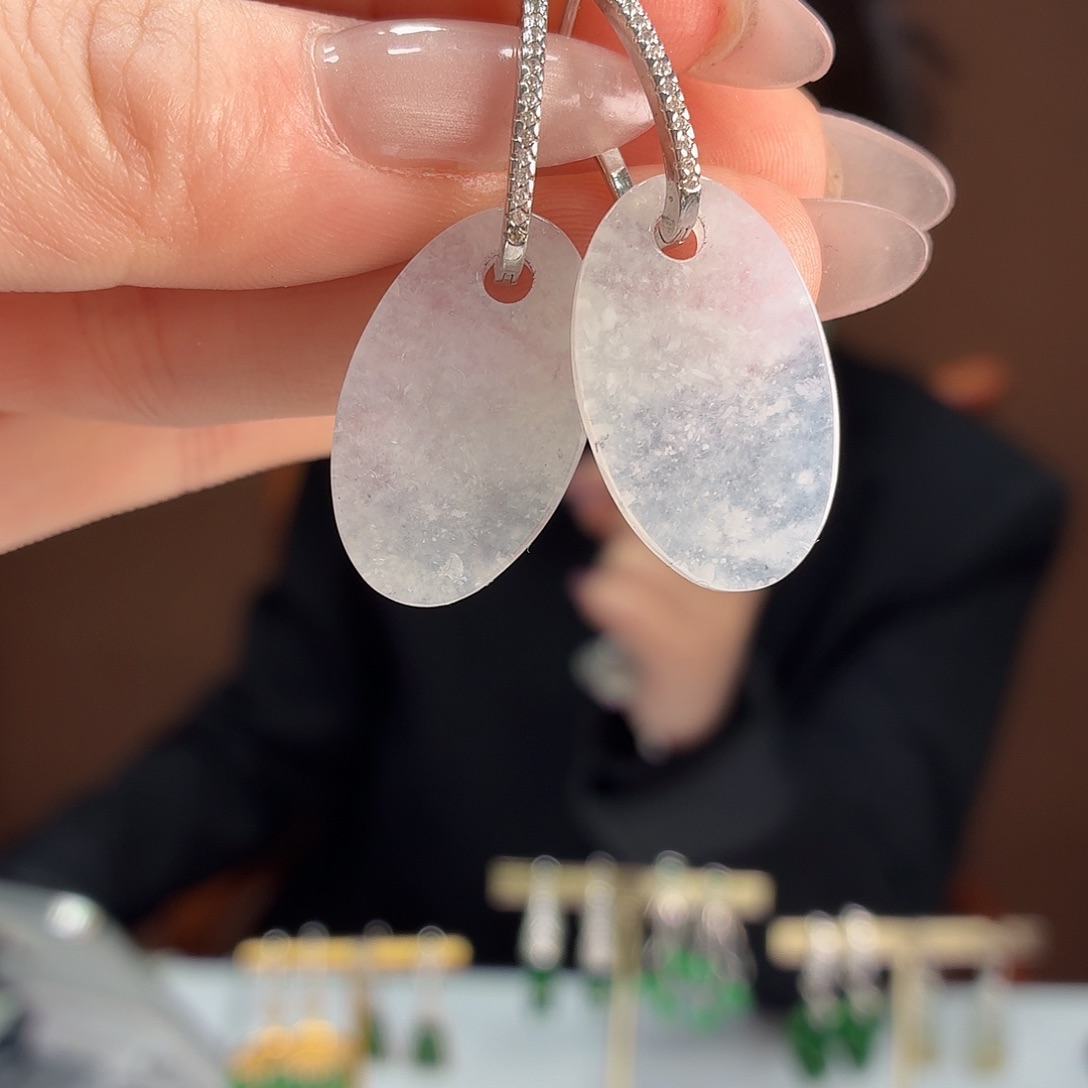 翡翠银S925镶嵌耳饰耳饰