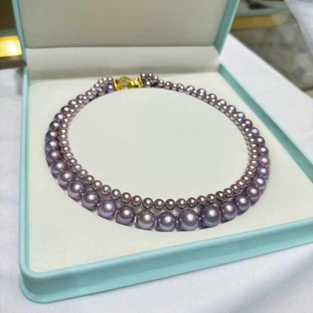 6-13天然淡水爱迪生紫色珍珠双层