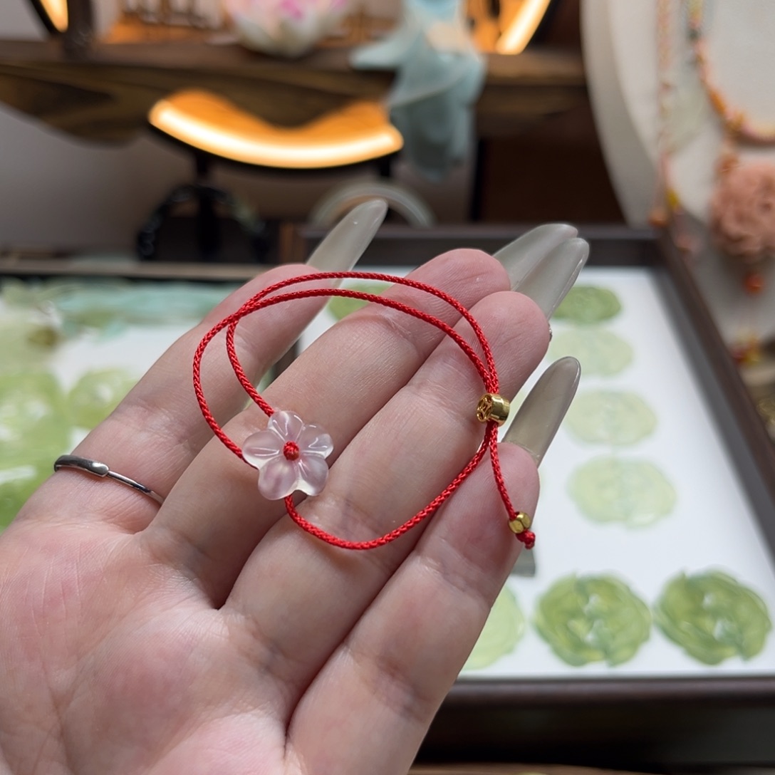 【闪购商品】未镶嵌蛇纹石玉颈饰有钱花手工编绳