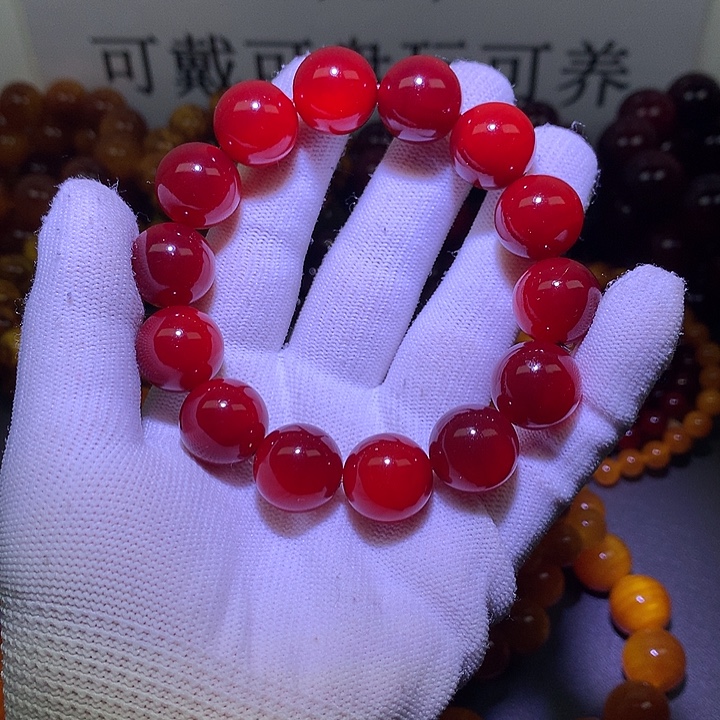 松木手串/手链1.5 帝王血龙木高冰透
