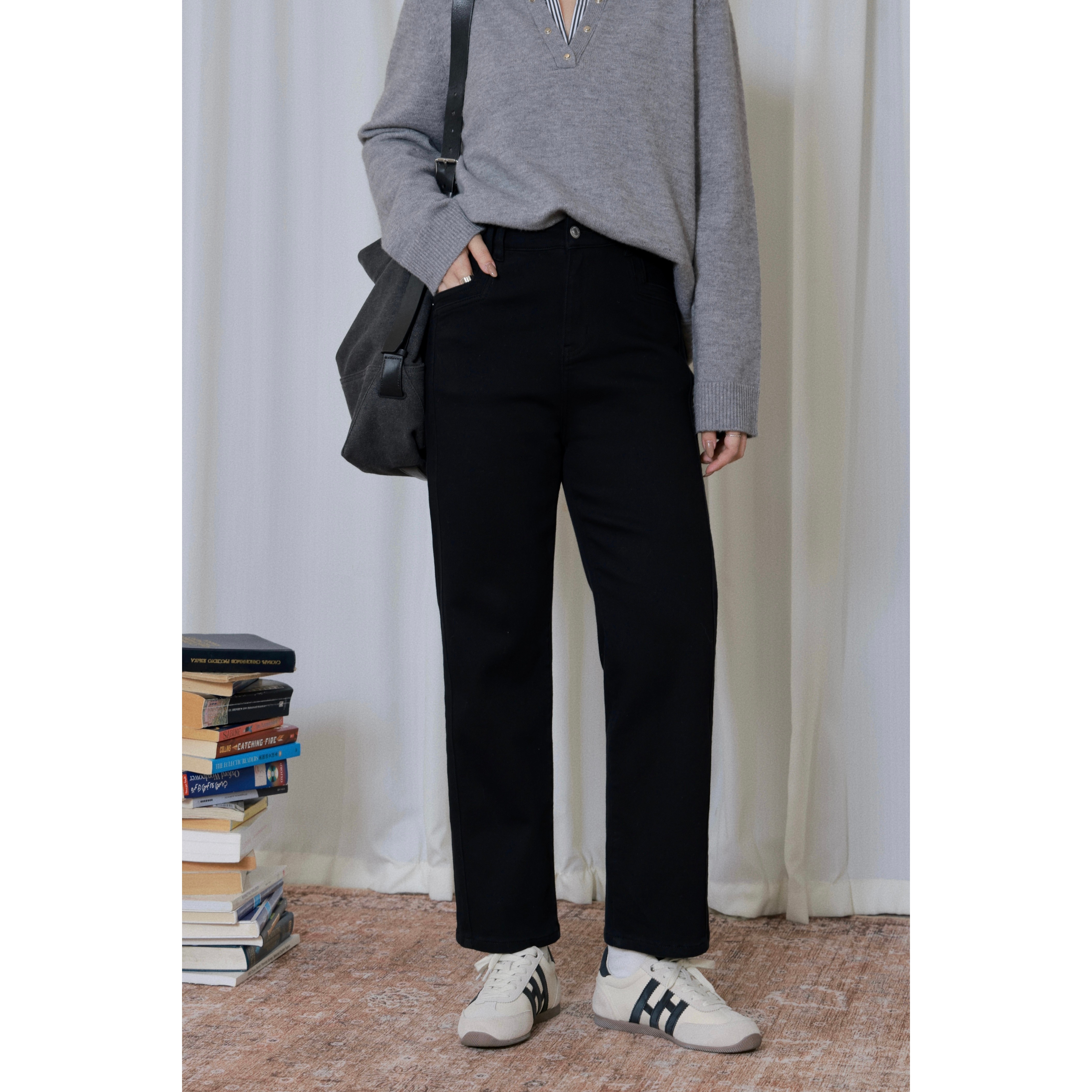 大婉酱微胖定制【铅笔裤】秋冬直筒牛仔裤显瘦烟管高弹九分弹 0321D