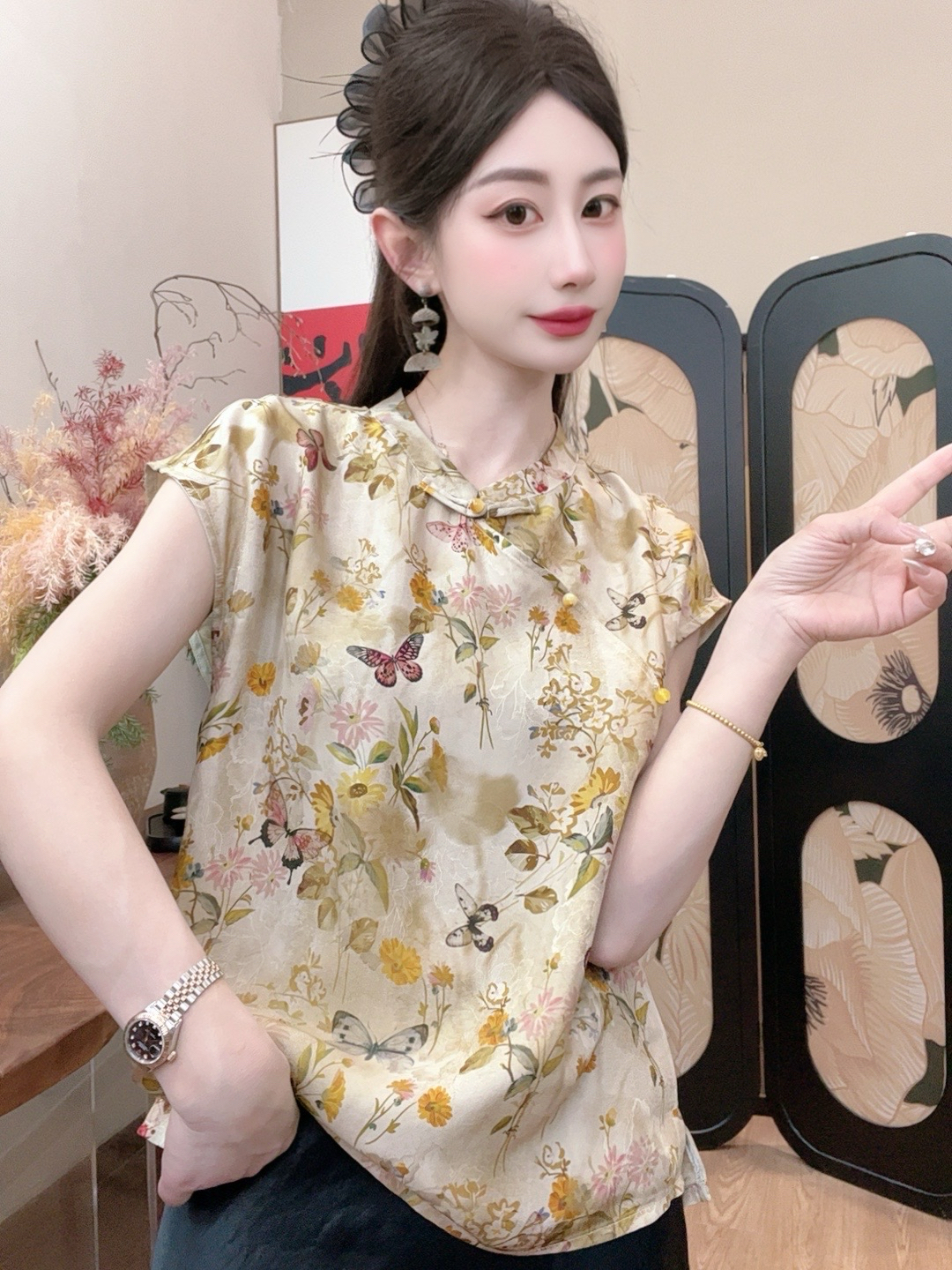 【仲夏】2025夏季新款气质百搭显瘦新中式短袖女日常宽松