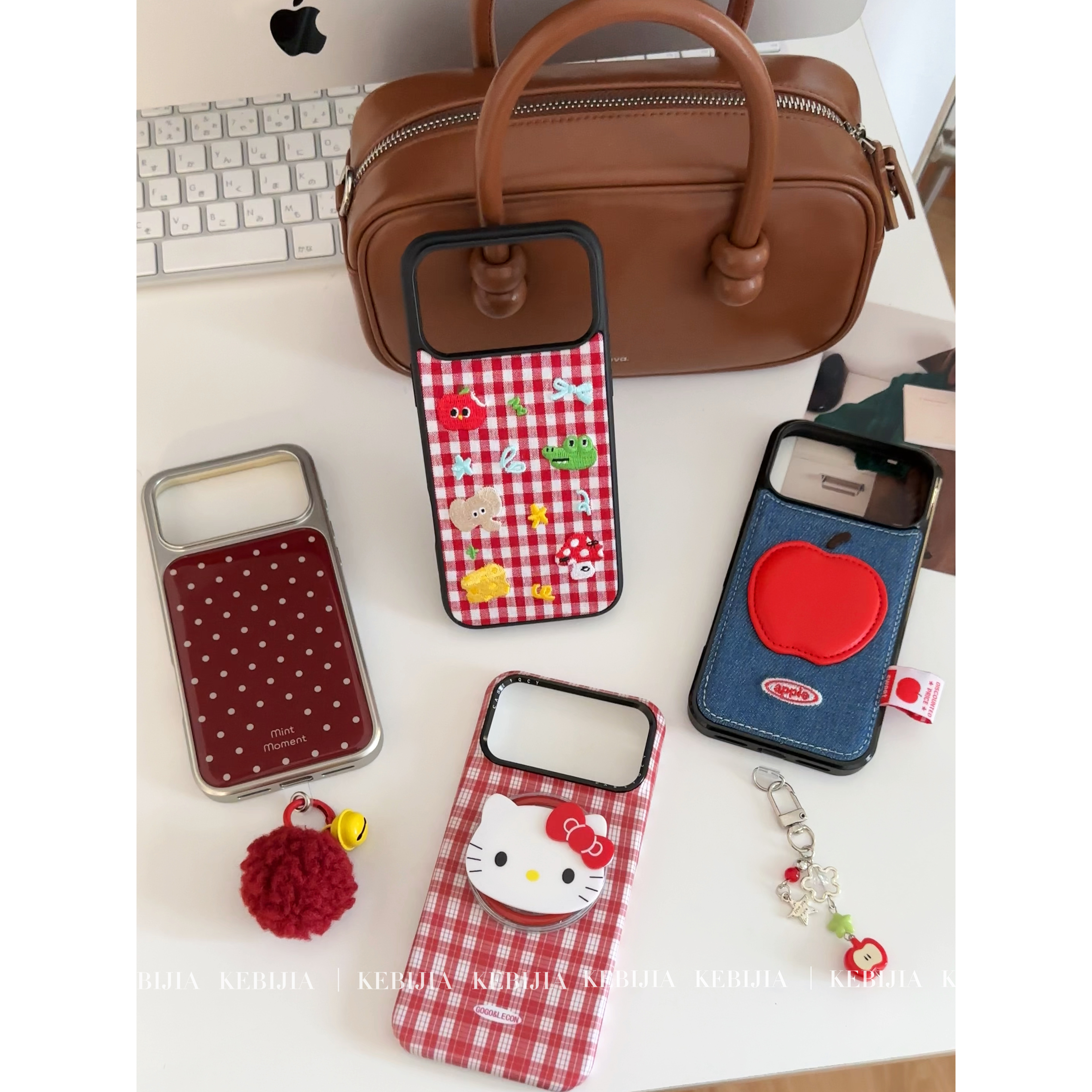 ins圣诞节红色苹果波点格纹防摔适用于苹果17promax15/16手机壳