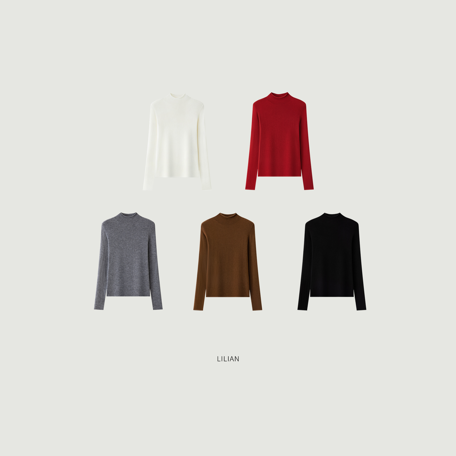 莉莉LIlian ·“百搭哲学”精纺100美丽奴羊毛 可机洗卷边半高领打底