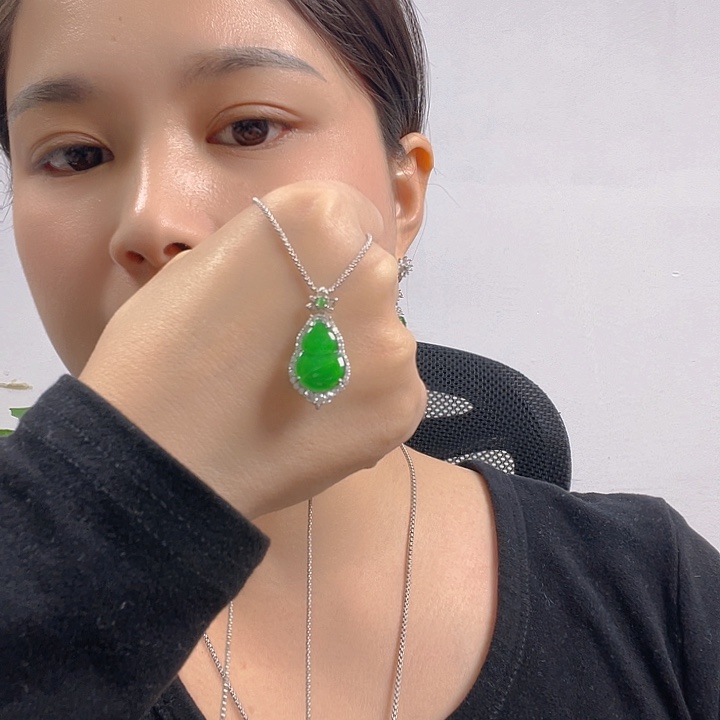 翡翠银S925镶嵌吊坠(不含链)