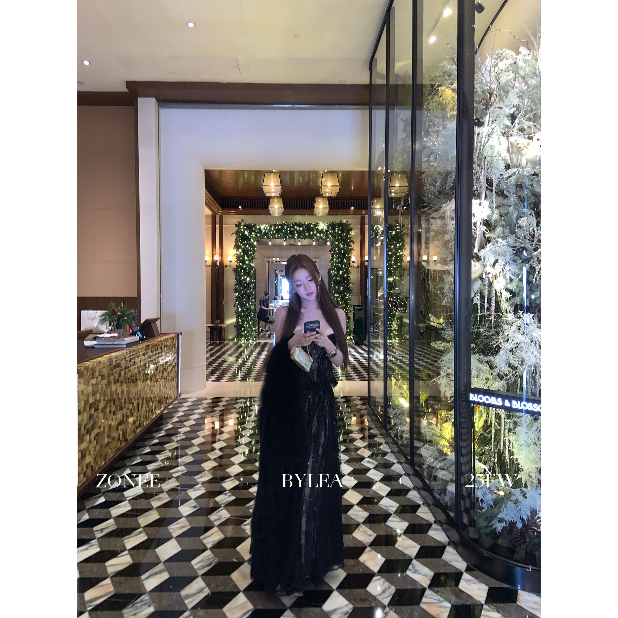 ZONEE 繁花之夜 秋冬亮片蕾丝+网纱内里加绒珠片绣吊带A字半身裙