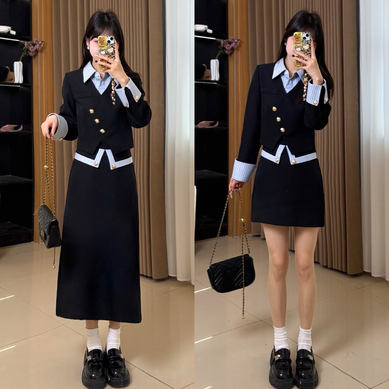 秋季小香风时尚套装洋气小个子西装两件套