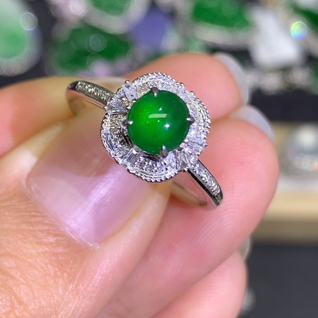 翡翠戒指18K金镶嵌9、