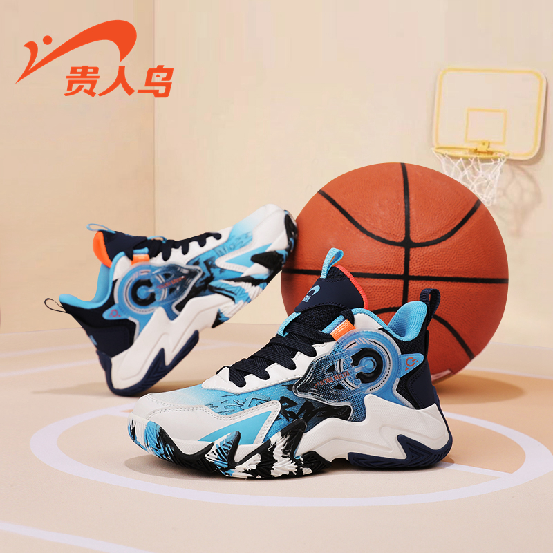 贵人鸟儿童运动鞋网面2025春季新款中大童旋转纽扣篮球鞋防滑耐磨