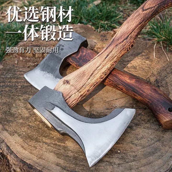新款升级加厚户外长柄斧手工锻造高硬度锋利砍柴砍骨神器