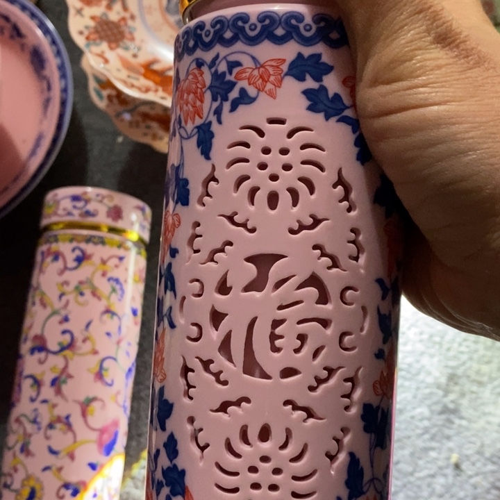 摆件陶红稀土玲珑福字保温杯