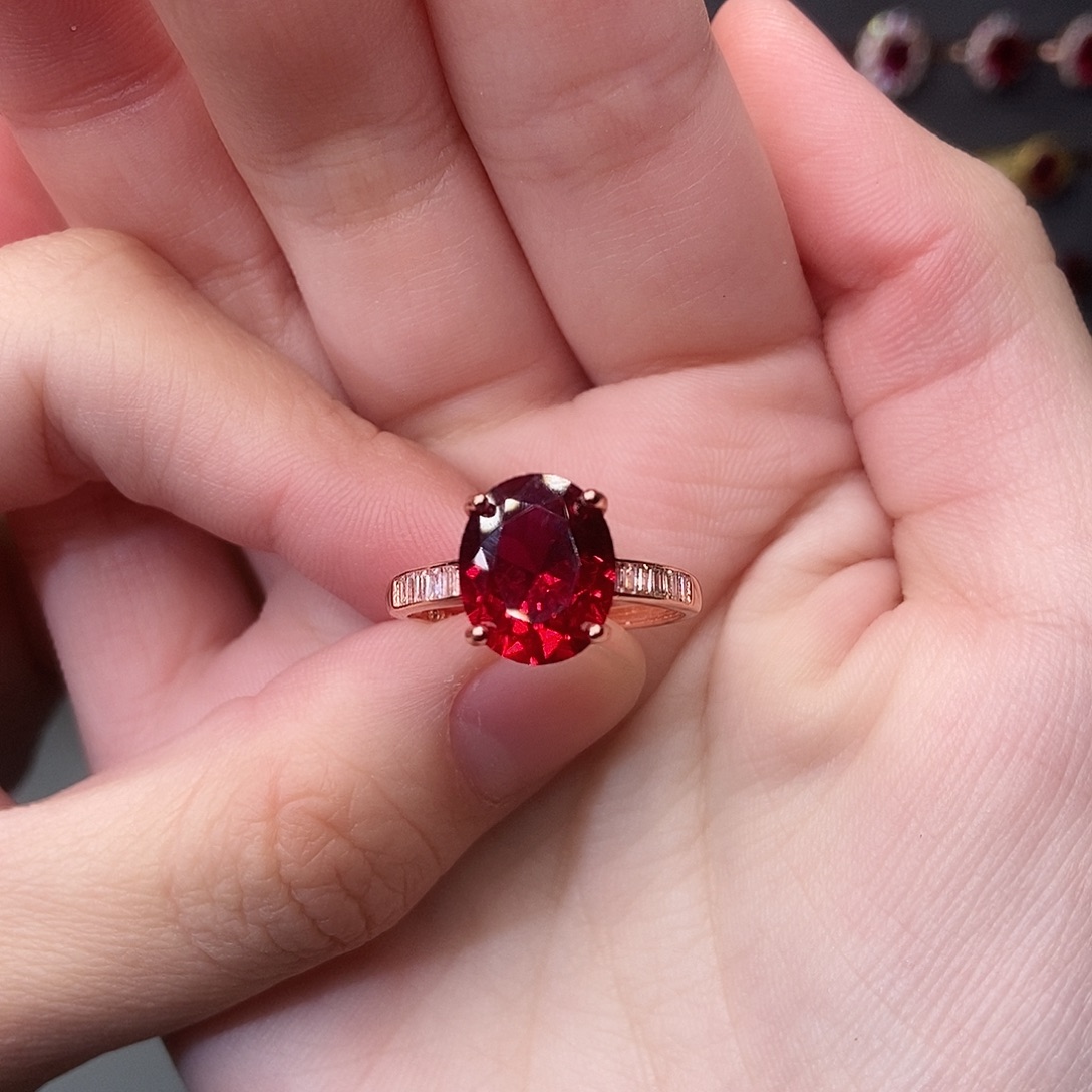 银S925镶嵌戒指红宝石
