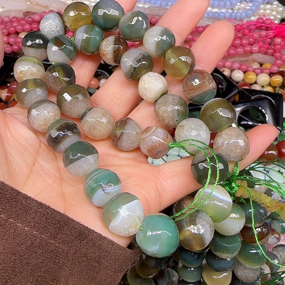 玛瑙/玉髓合金珠宝半成品水晶玛瑙12mm一条