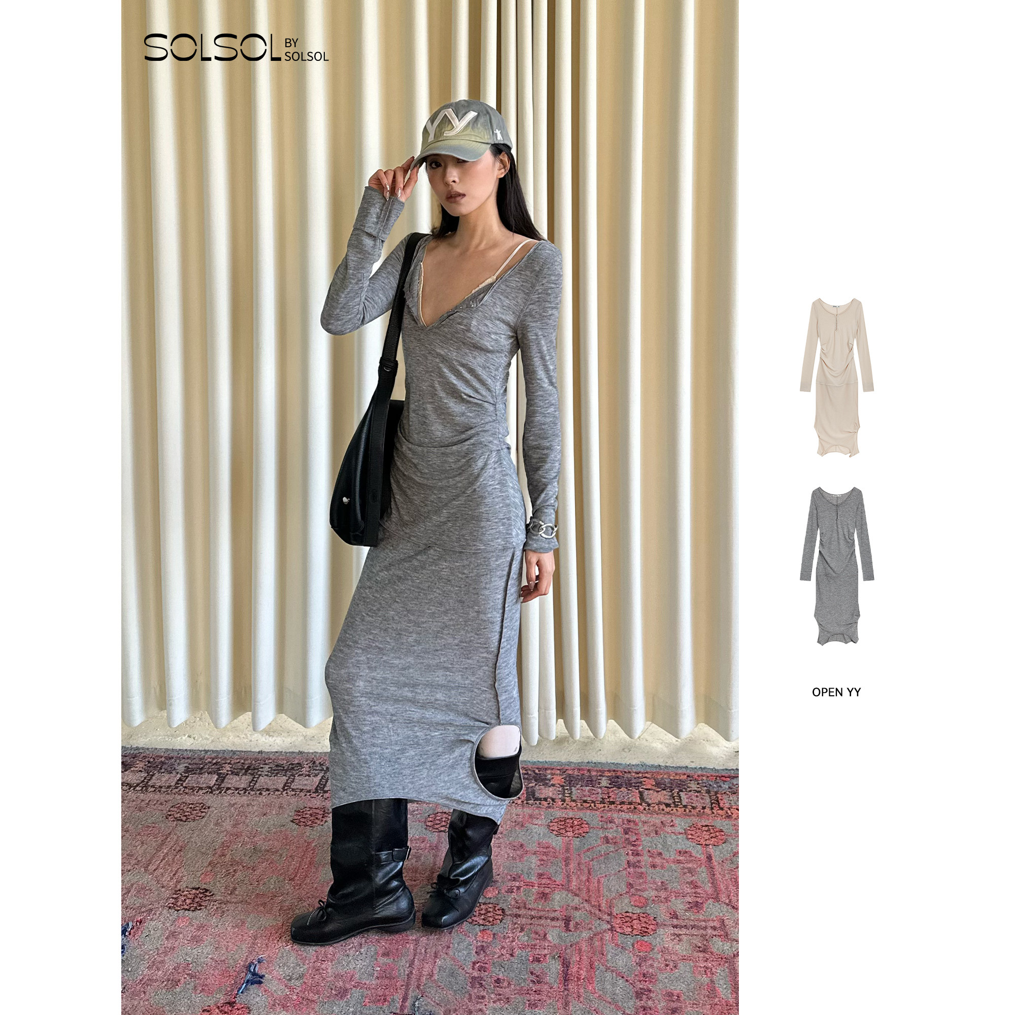 OPEN YY 设计师品牌 26早春 可变式钩扣连衣裙 SOLSOL买手店