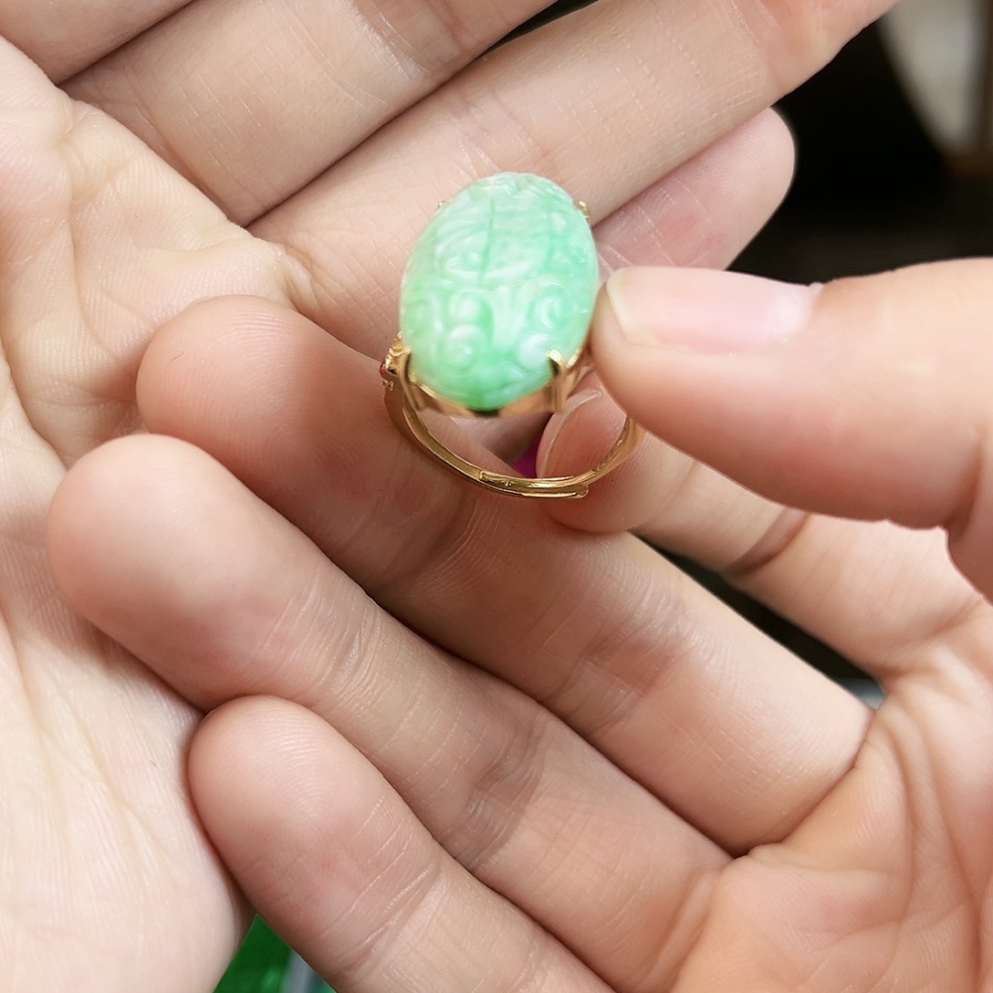 翡翠戒指银S925镶嵌戒指