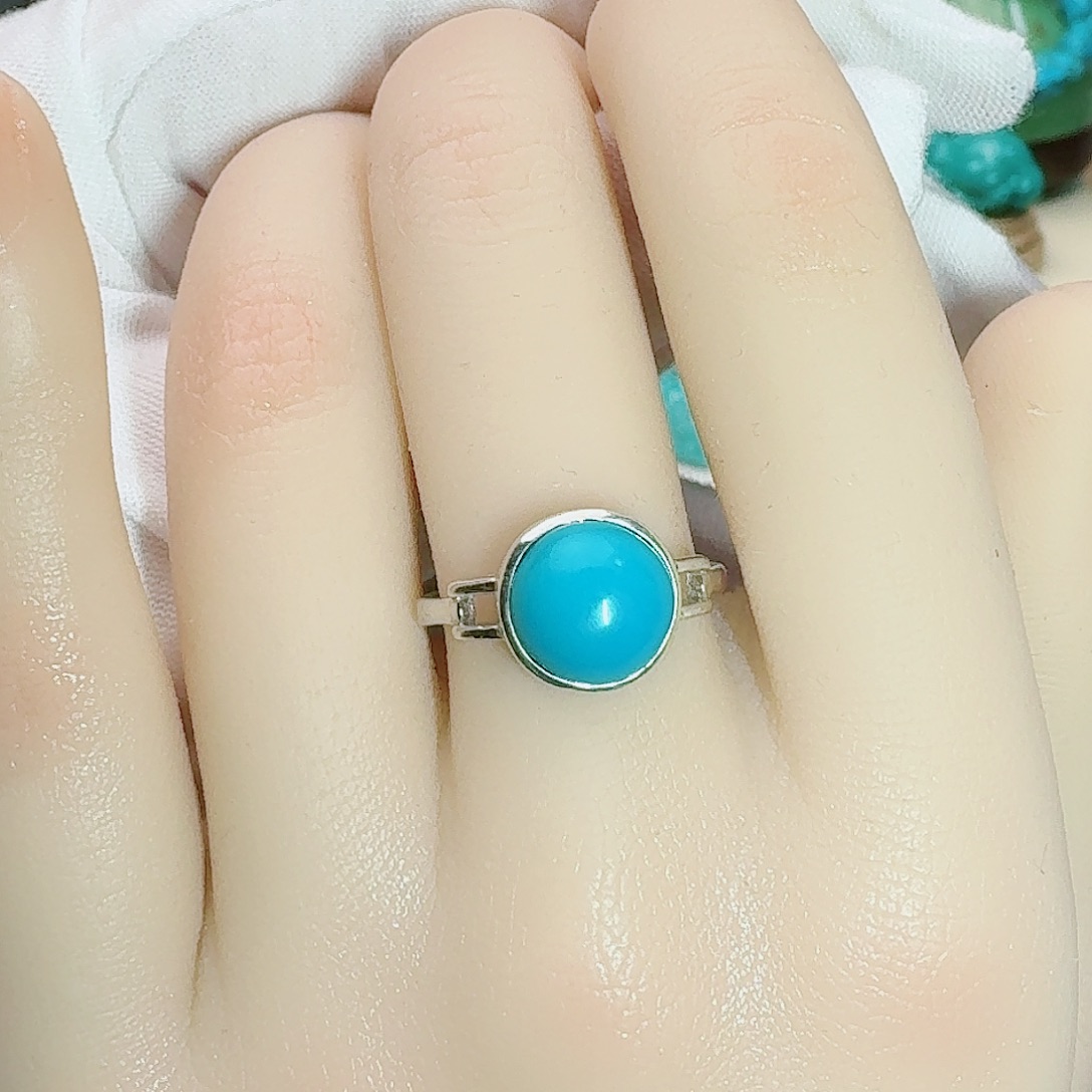 绿松石银S925镶嵌戒指