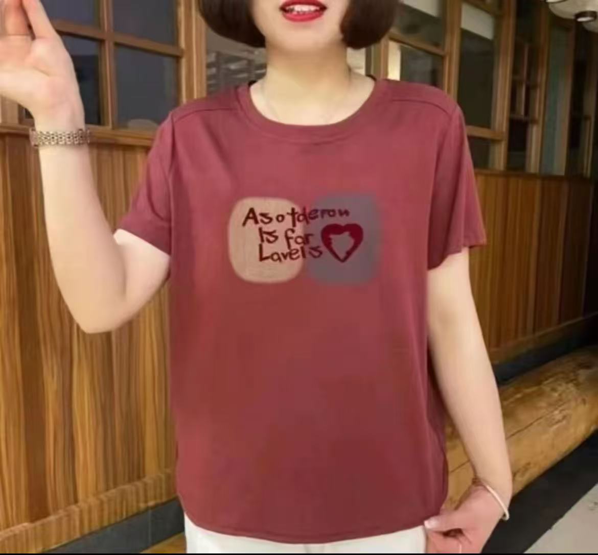 2025女款新款短袖T恤字母印花简约