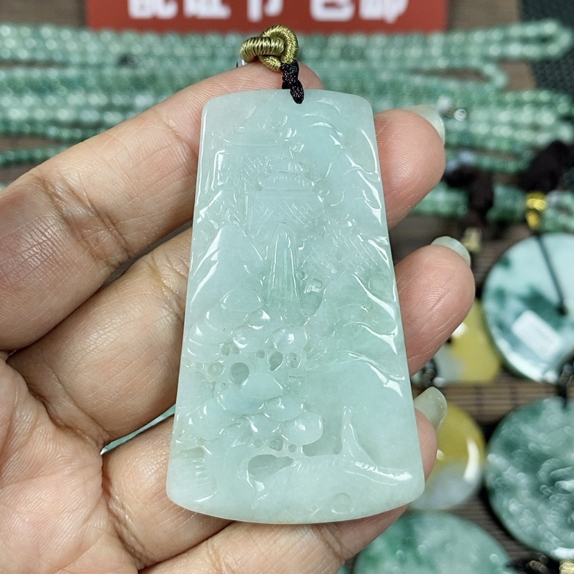【闪购商品】翡翠颈饰未镶嵌玉吊坠翡翠玉山水牌