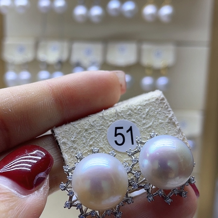 淡水珍珠耳饰银S925镶嵌