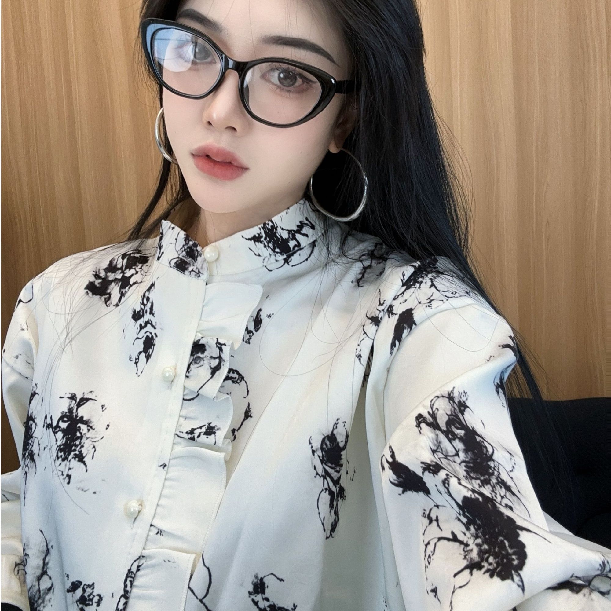 2025新款国风提花缎面套装气质时尚复古印花设计师中式长袖