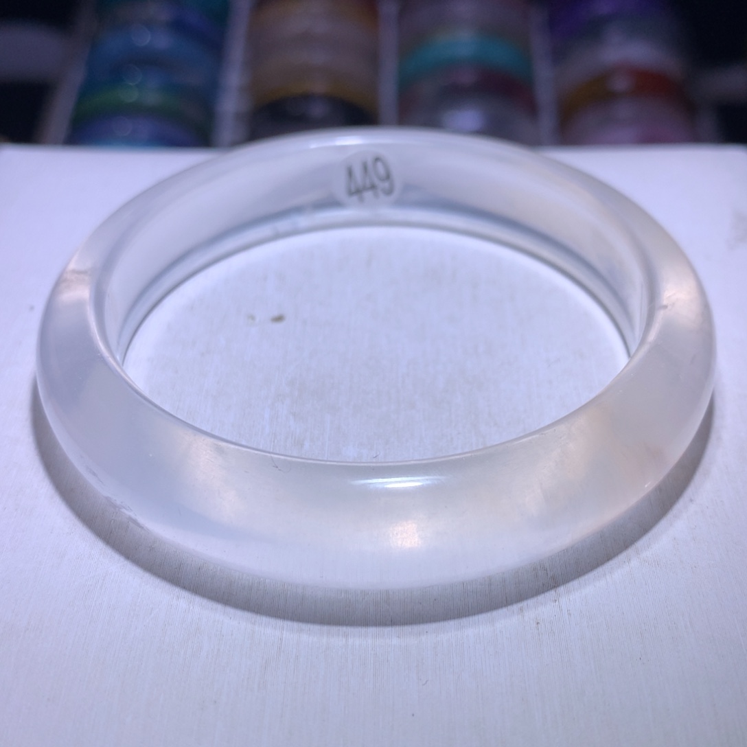 银S925镶嵌手镯水晶奶白61.3圈449