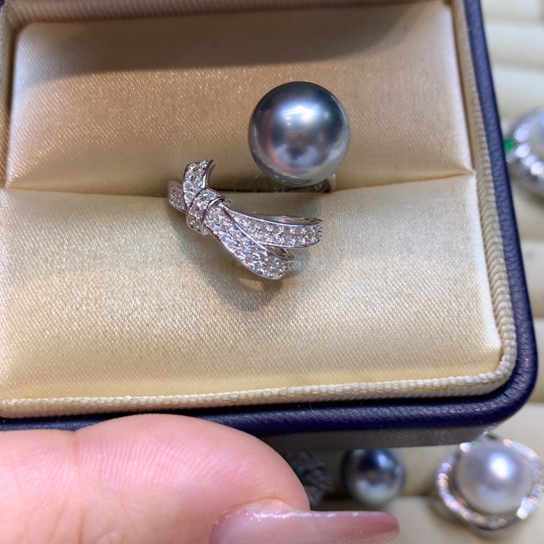 银S925镶嵌戒指海水珍珠