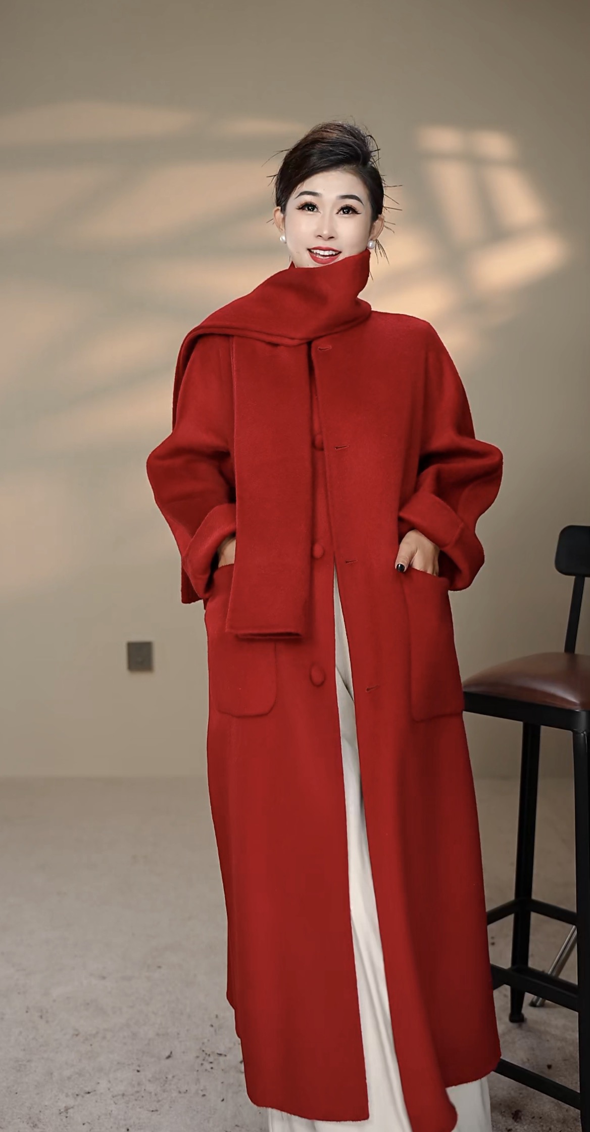 【香姐专属】2026高定围巾款气质百搭初剪绵羊毛大衣