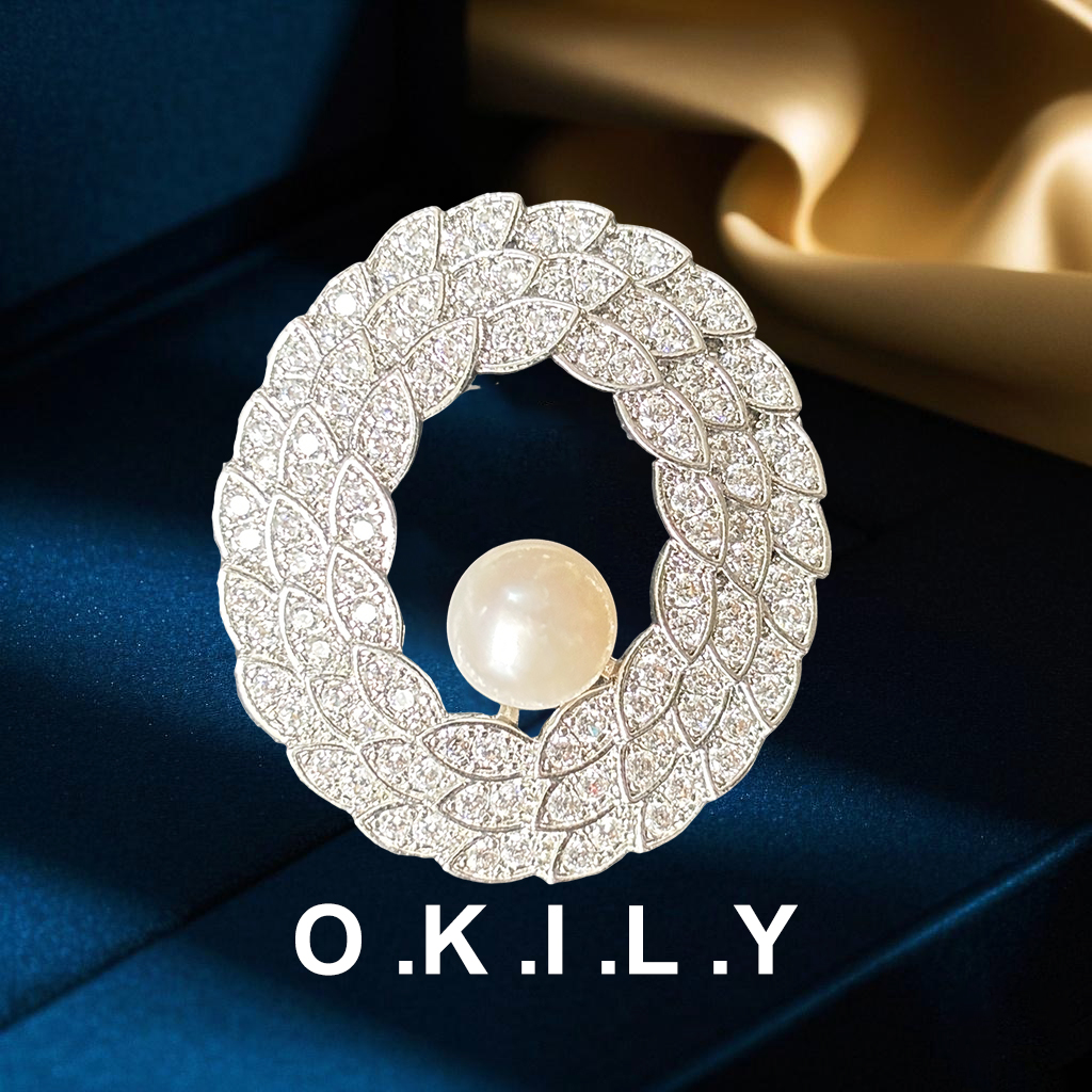 铜合金锆石胸针 BP0090 轻奢百搭锆石几何胸针丝巾扣胸饰简约胸花